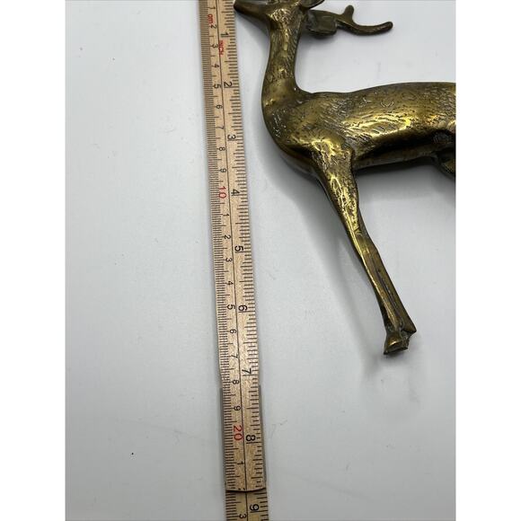Ornate Brass 7” Deer Buck 5” Doe Set Of 2 Figurines Patina - Picture 7 of 16
